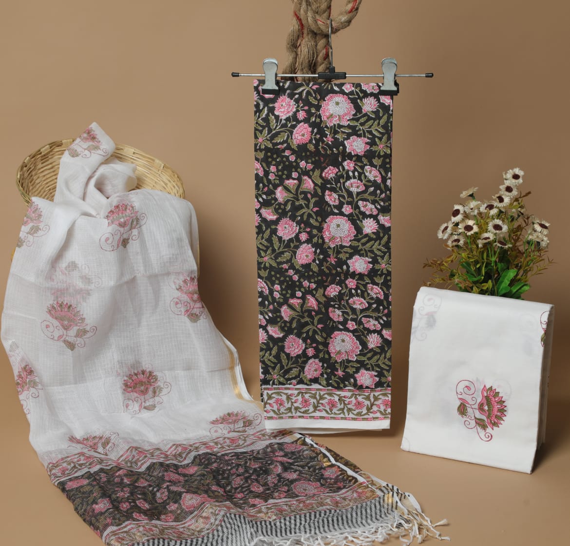 cotton suit with chiffon dupatta