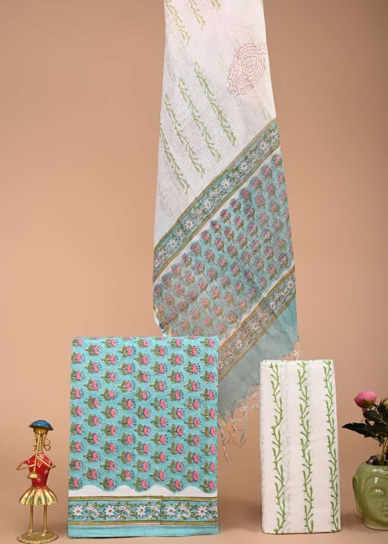 Cottono suit with chiffon suit set