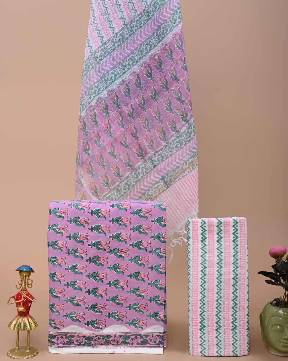 cotton suit with chiffon suit set