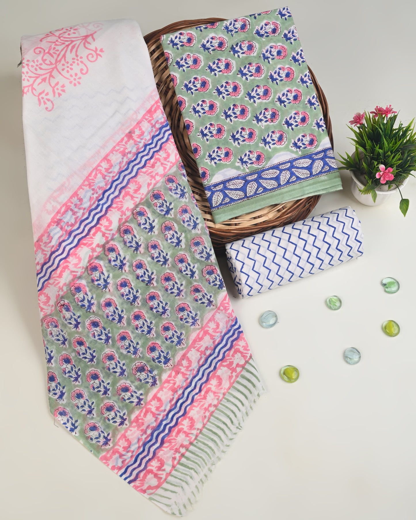 Red Cotton Suit With Cotton Dupatta