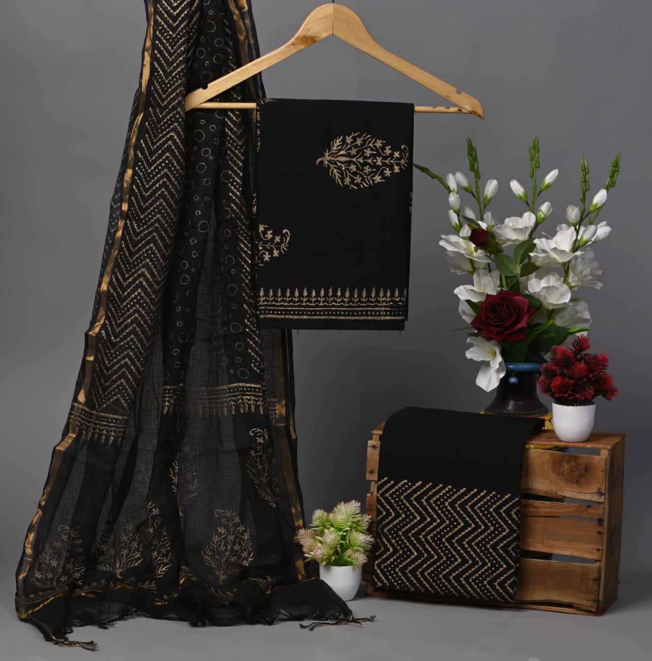 cotton suit with chiffon suit set