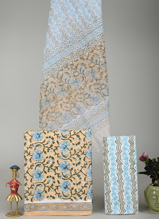 cotton suit with chiffon suit set