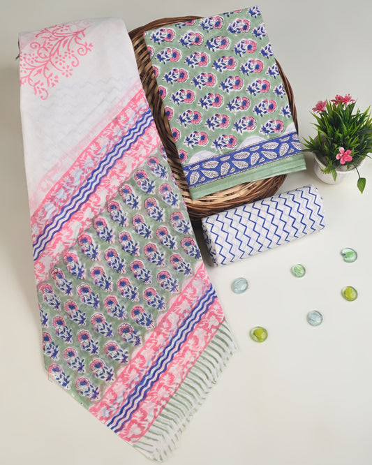 Red  Cotton Suit With Cotton Dupatta